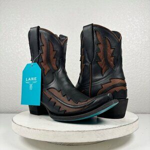 Lane Black & Brown Western Ankle Boots (New with tag)